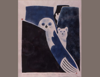 Osuitok Ipeelee (1923-2005), Eskimo Legend: Owl, Fox and Hare, 1959, Skin stencil