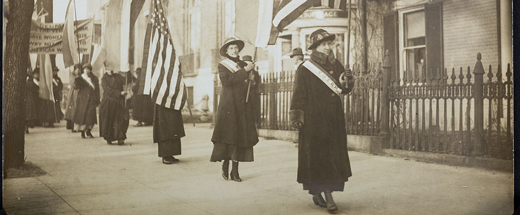 Image: National Woman’s Party march for woman’s suffrage, Washington, D.C. February 14, 1917. Photograph, gift of Alice Paul Centennial Foundation, National Museum of American History.