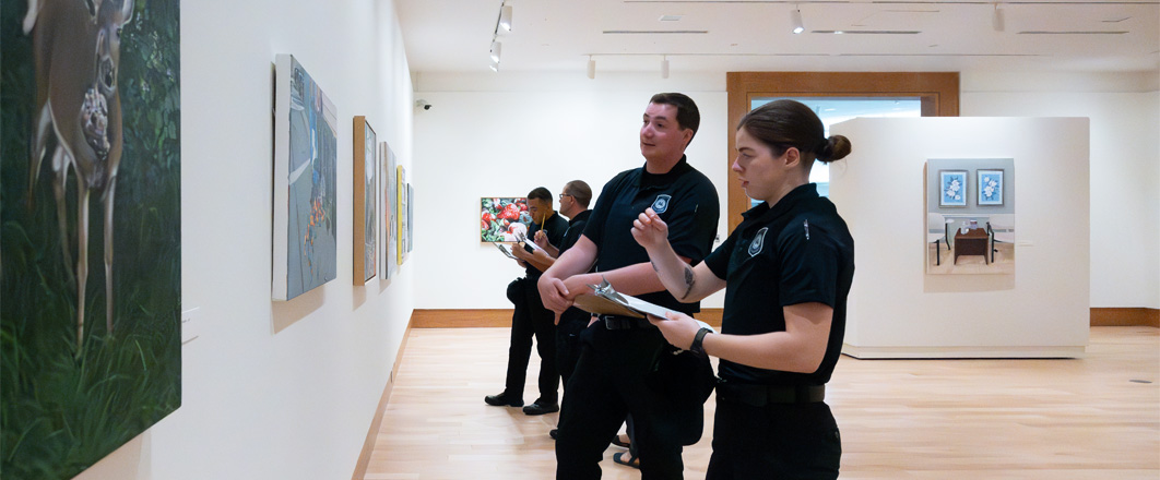 NMC police academy students in Louise Jones solo exhibition "10,000 Flowers" in 2024.