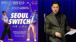 vertical poster for "Seoul Switch" at left and image of Masaki Takahashi at left.